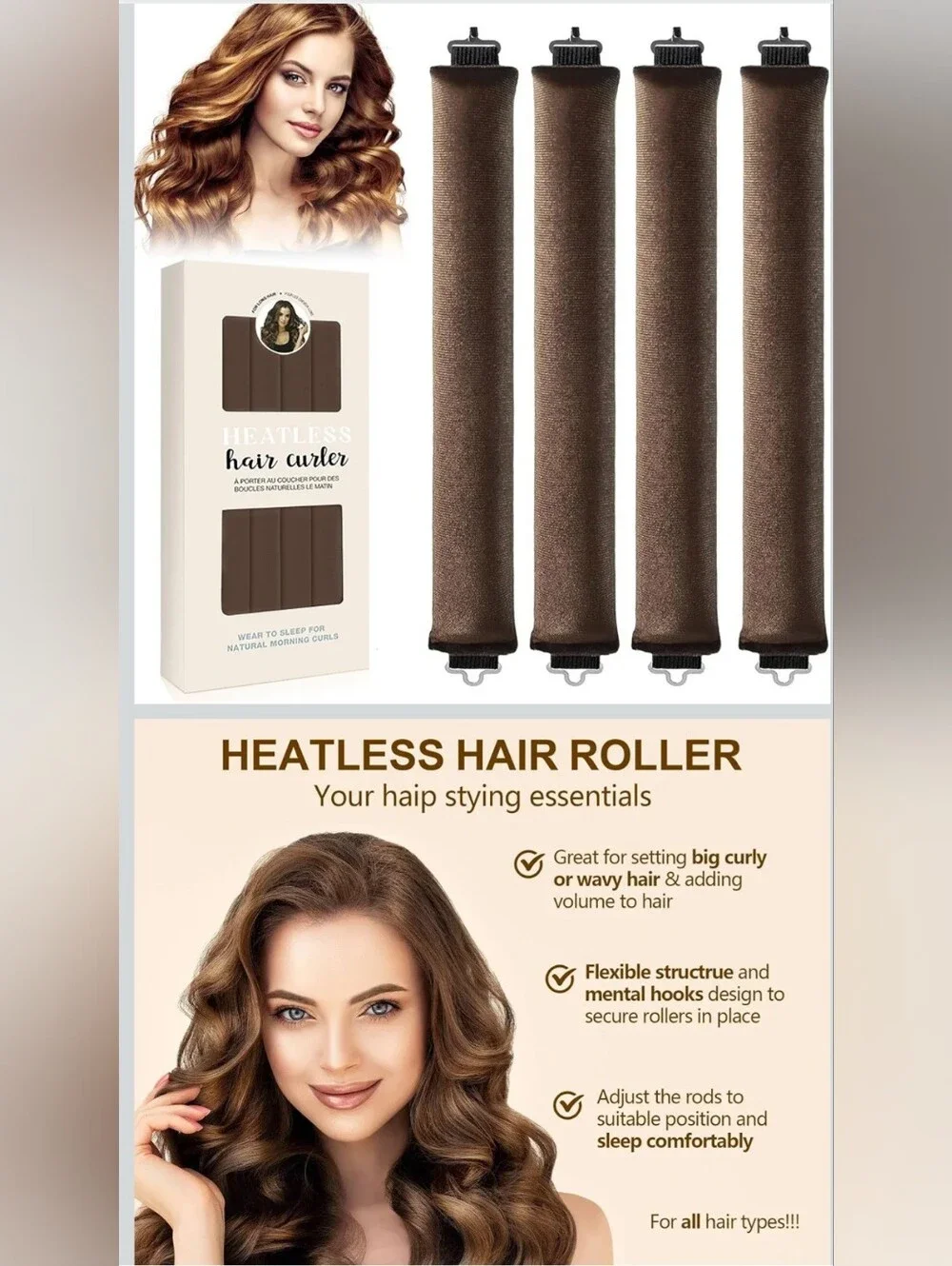 Heatless Overnight Flexi Rods - Dark Brown (4 pcs)